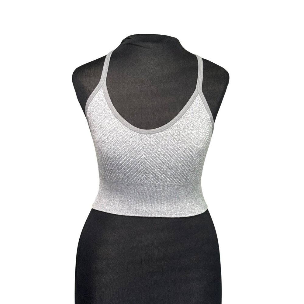 Seamless Gray Racerback Sports Bra Adjustable Straps M  Activewear Or Casual Use